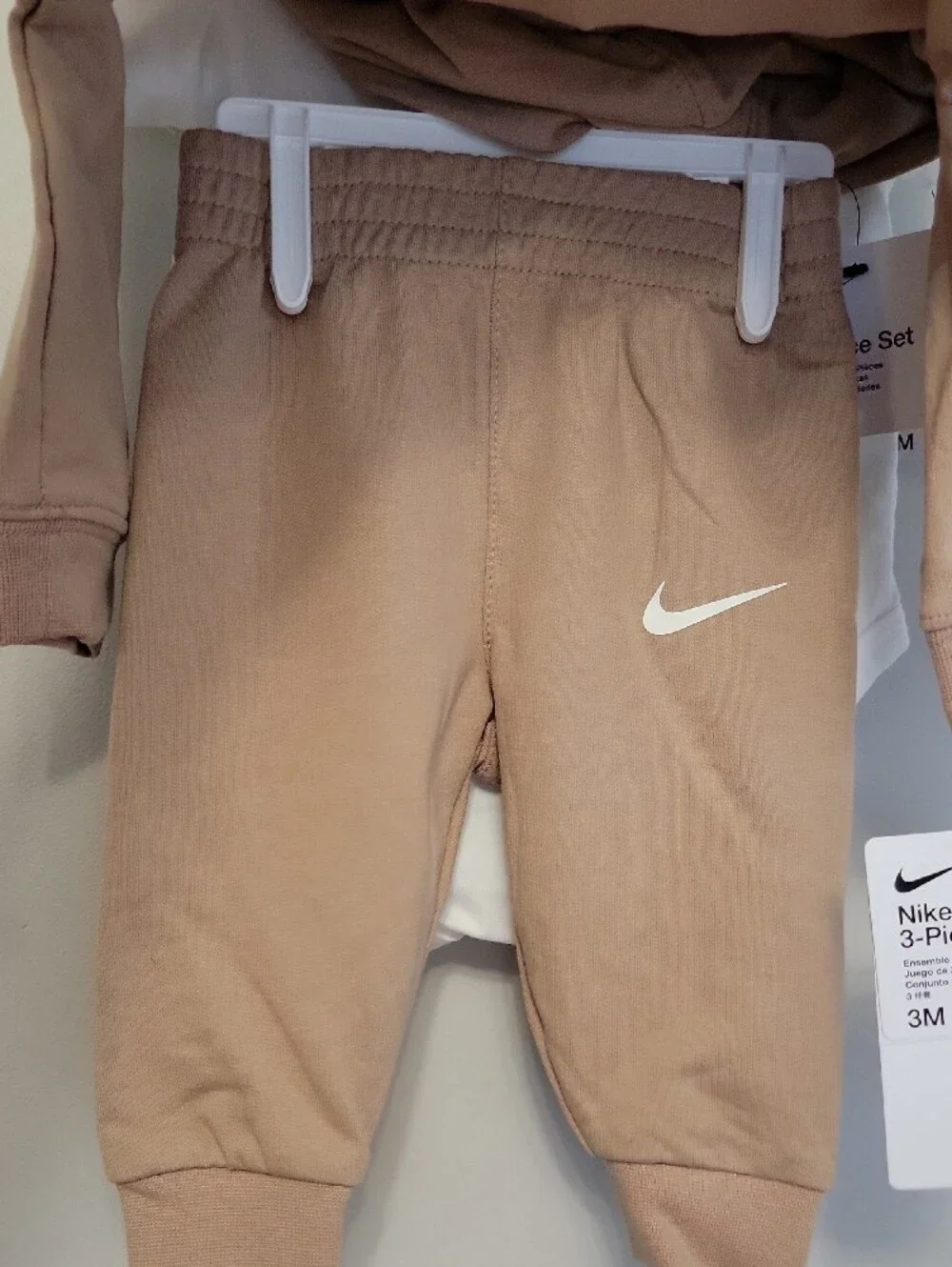 Nike Toddler 3-Piece Hoodie Set in Tan & White